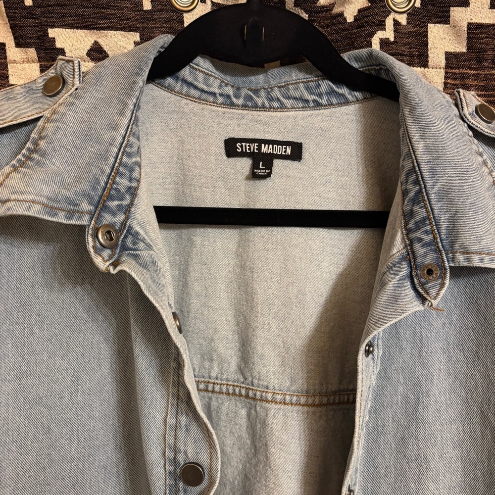Steve Madden Size L Denim Dress, 100% Cotton - Picture 11 of 14
